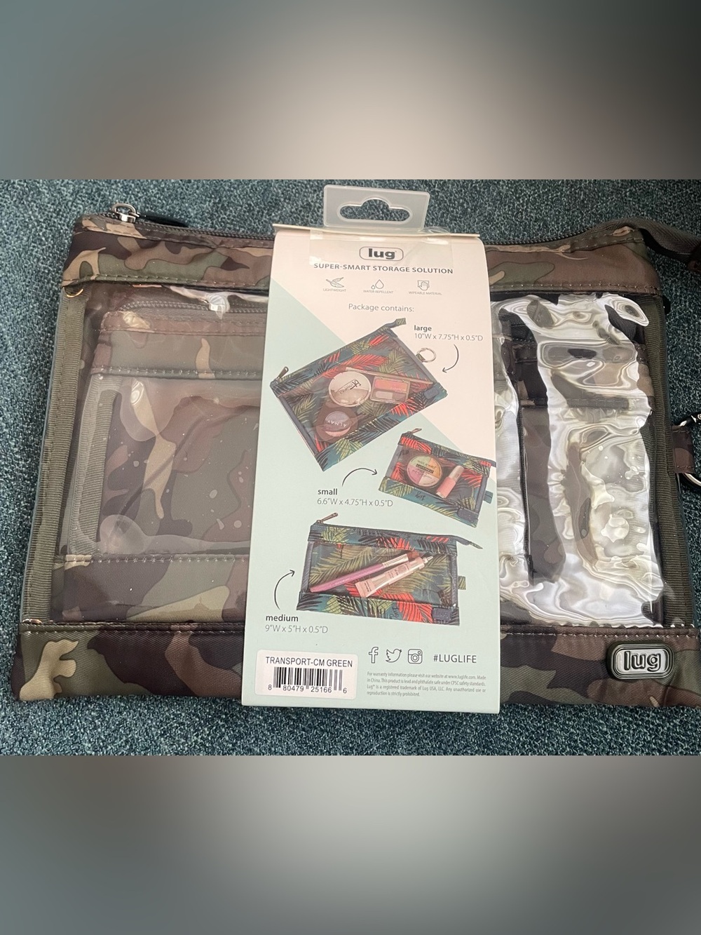 NWT- Lug Transport 3 pc storage Envelopes Camo Green